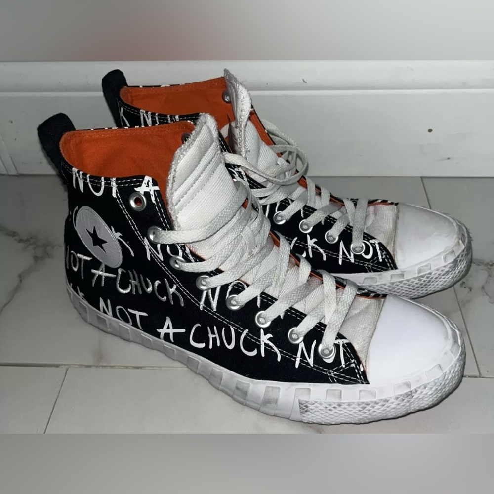 Converse UNT1TL3D High Top “Not A Chuck” Printed Spellout Sneakers Shoes